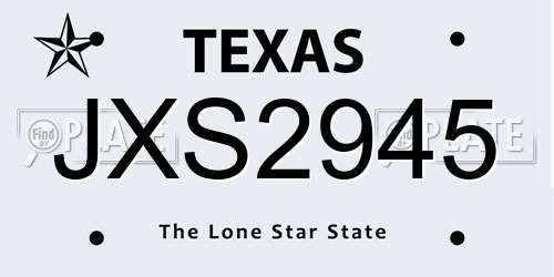 JXS2945 Texas License Plate