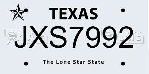 JXS7992 Texas License Plate