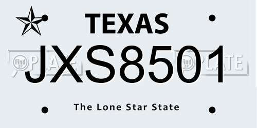 JXS8501 Texas License Plate