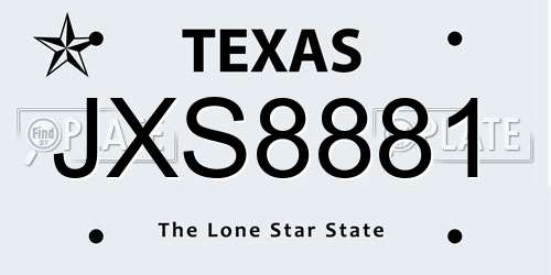 JXS8881 Texas License Plate