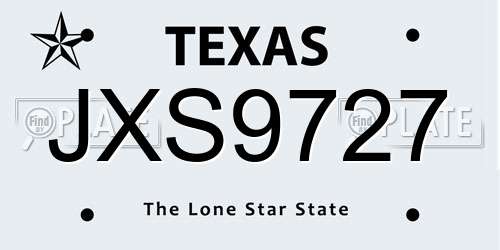 JXS9727 Texas License Plate