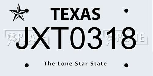 JXT0318 Texas License Plate