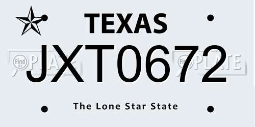 JXT0672 Texas License Plate