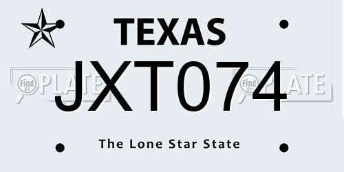 JXT074 Texas License Plate
