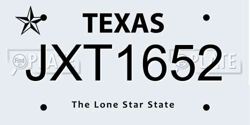 JXT1652 Texas License Plate