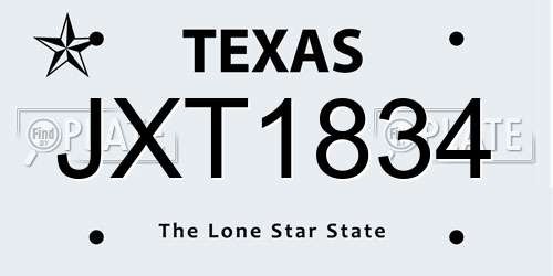 JXT1834 Texas License Plate