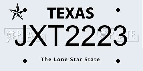 JXT2223 Texas License Plate