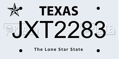 JXT2283 Texas License Plate