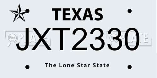 JXT2330 Texas License Plate