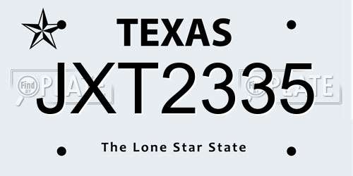 JXT2335 Texas License Plate