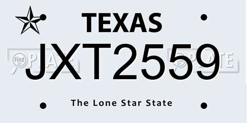 JXT2559 Texas License Plate