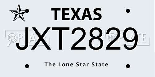 JXT2829 Texas License Plate