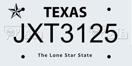 JXT3125 Texas License Plate