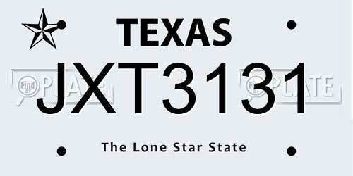 JXT3131 Texas License Plate
