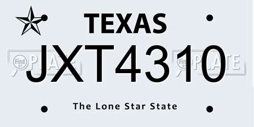 JXT4310 Texas License Plate