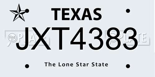 JXT4383 Texas License Plate