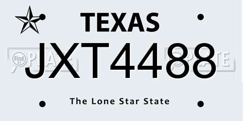 JXT4488 Texas License Plate