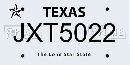 JXT5022 Texas License Plate