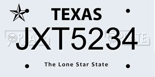 JXT5234 Texas License Plate
