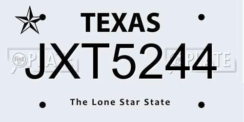 JXT5244 Texas License Plate
