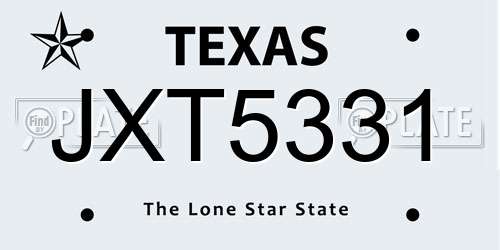 JXT5331 Texas License Plate