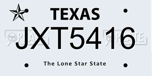 JXT5416 Texas License Plate