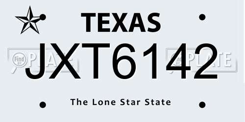 JXT6142 Texas License Plate