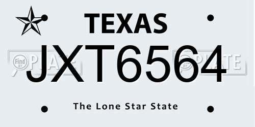 JXT6564 Texas License Plate