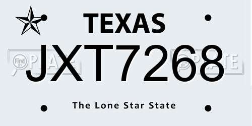 JXT7268 Texas License Plate
