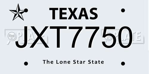JXT7750 Texas License Plate