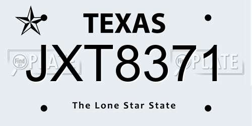 JXT8371 Texas License Plate