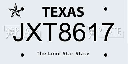 JXT8617 Texas License Plate