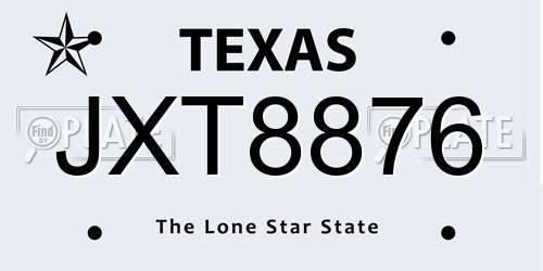 JXT8876 Texas License Plate