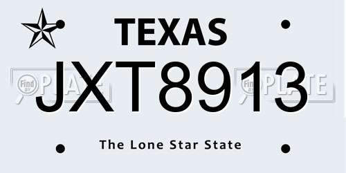 JXT8913 Texas License Plate