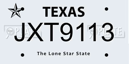 JXT9113 Texas License Plate