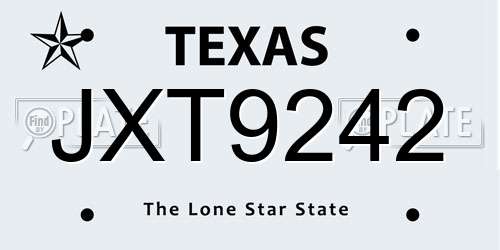 JXT9242 Texas License Plate