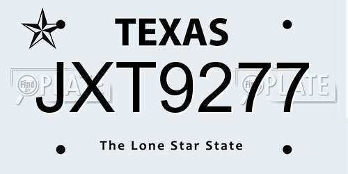 JXT9277 Texas License Plate