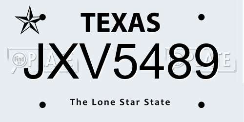 JXV5489 Texas License Plate