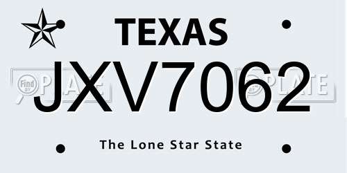 JXV7062 Texas License Plate