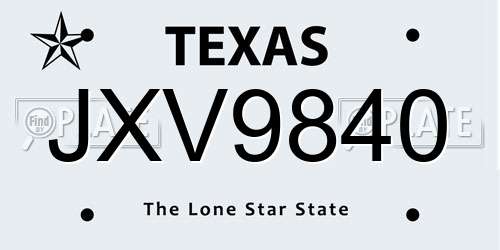 JXV9840 Texas License Plate