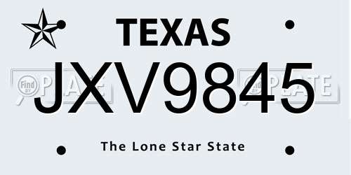 JXV9845 Texas License Plate