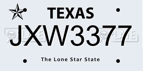 JXW3377 Texas License Plate