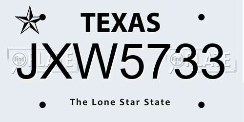 JXW5733 Texas License Plate