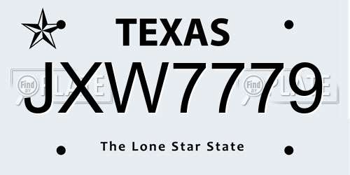JXW7779 Texas License Plate