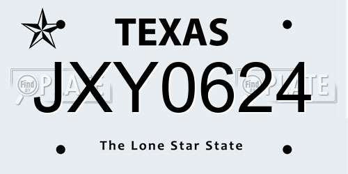 JXY0624 Texas License Plate