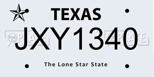 JXY1340 Texas License Plate