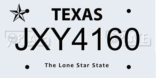 JXY4160 Texas License Plate