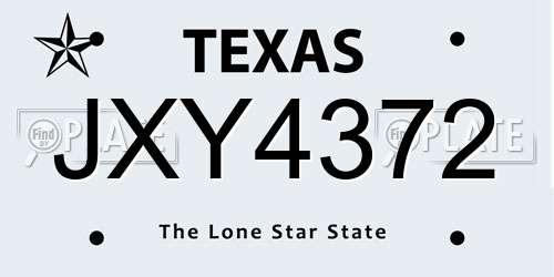 JXY4372 Texas License Plate