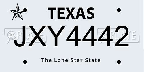 JXY4442 Texas License Plate