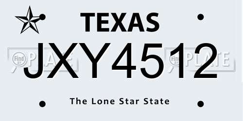 JXY4512 Texas License Plate